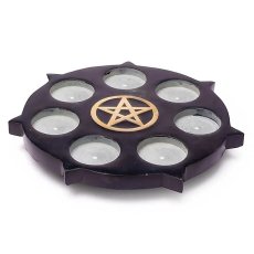 Svícen kruhový na čajovou svíčku - Pentagram