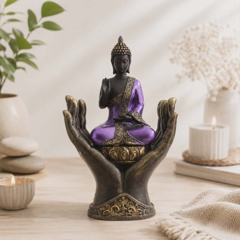 Soška Buddha sedící v dlaních -Ochránce