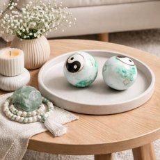 Meditační koule Jin Jang - bílozeleně mramorované