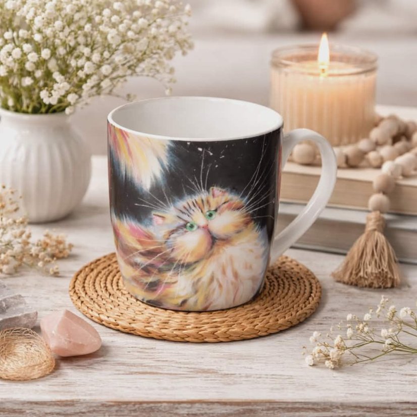 Porcelánový hrnek Duhová kočka v dárkové krabičce