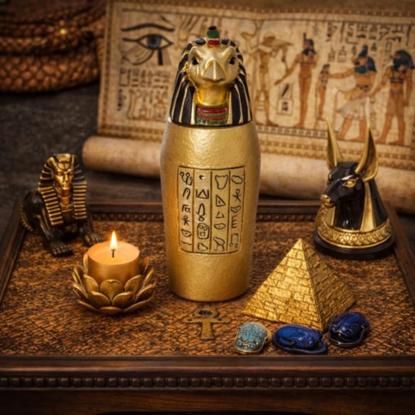 Egyptská soška kanopa - Vyberte Variantu: Bůh Kebehsenuf