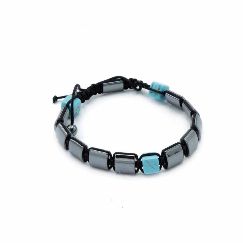 Náramek Hematit a Tyrkys -Shamballa