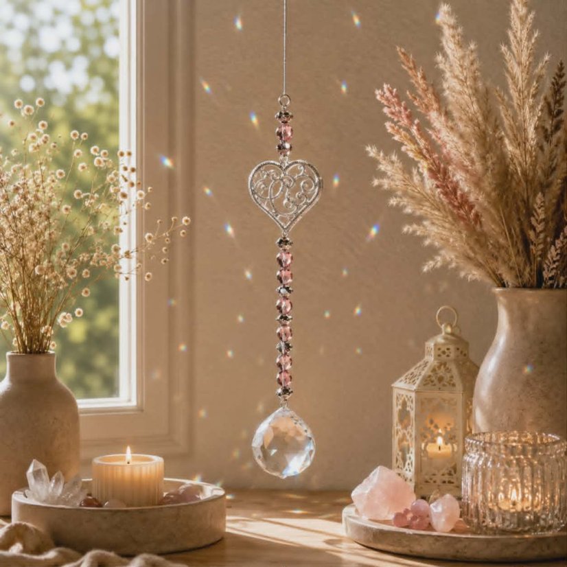 Feng Shui lapač sluneční energie křišťálová koule -Srdce