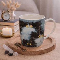Hrnek porcelánový -Černobílá kočka v dárkové krabičce