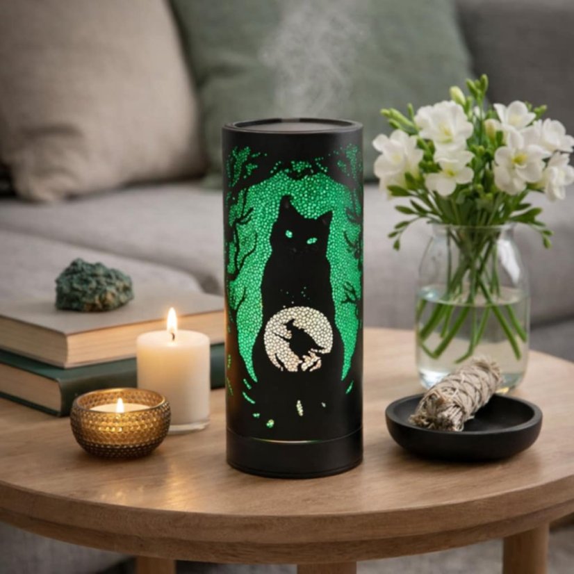 Aromalampa kovová USB LED - Čarodějnická kočka