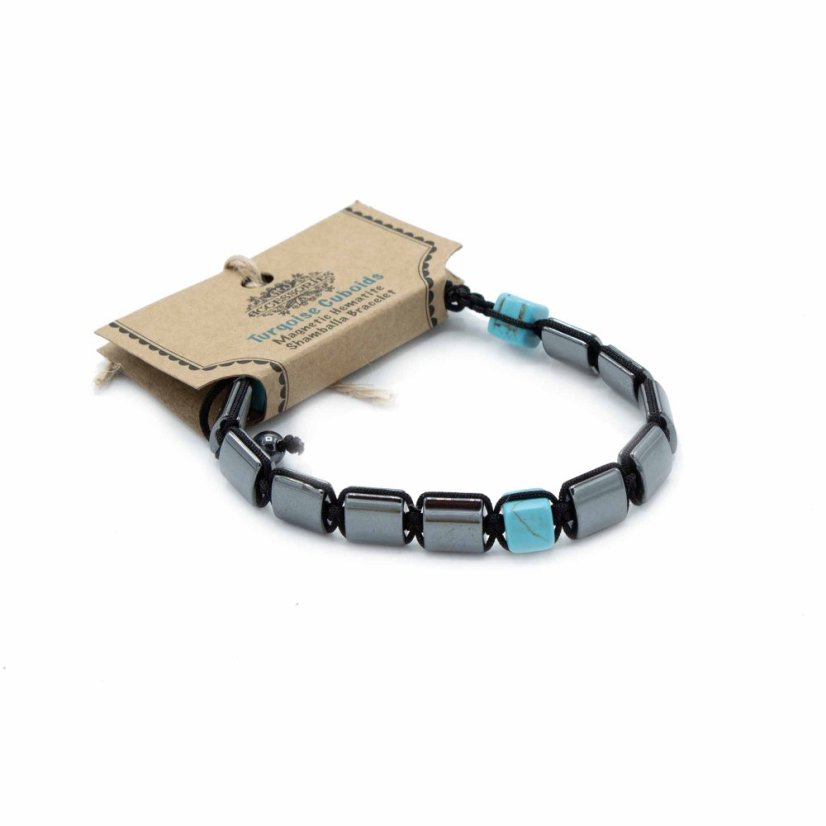 Náramek Hematit a Tyrkys -Shamballa