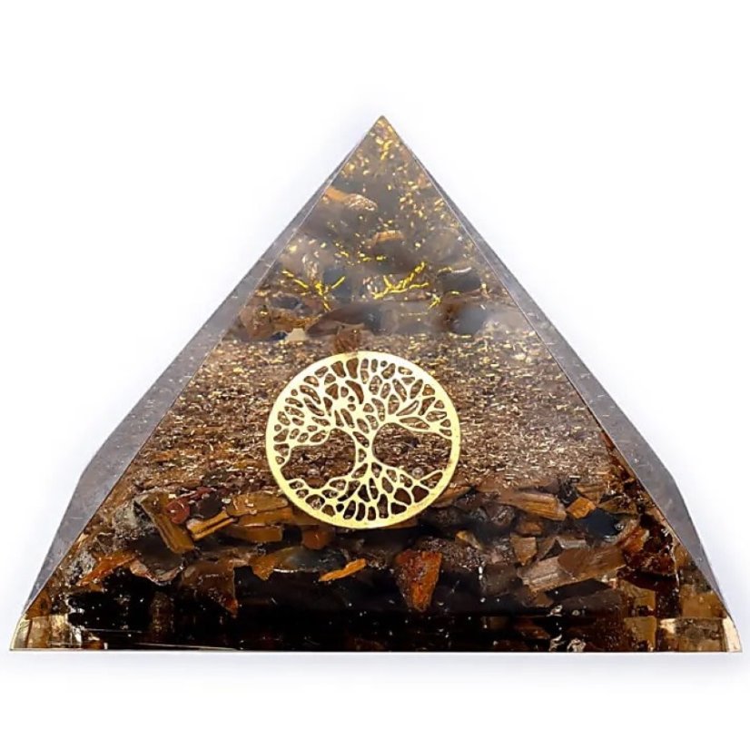 Pyramida orgonit Strom života - Tygří oko, energie síly a odvahy
