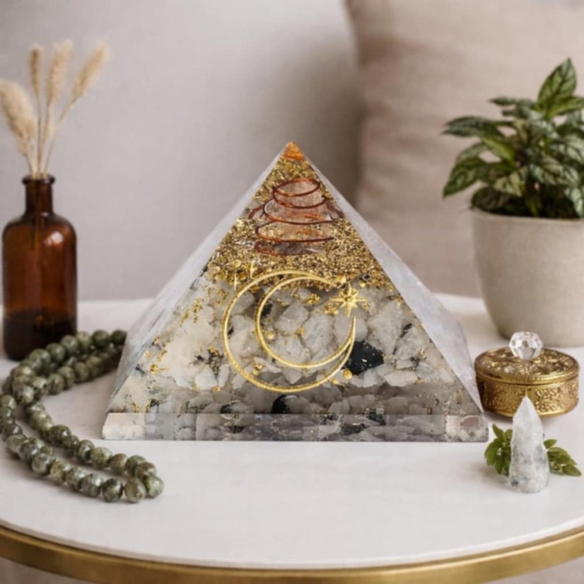 Pyramida orgonit Měsíc - Měsíční kámen, energie intuice a klidu