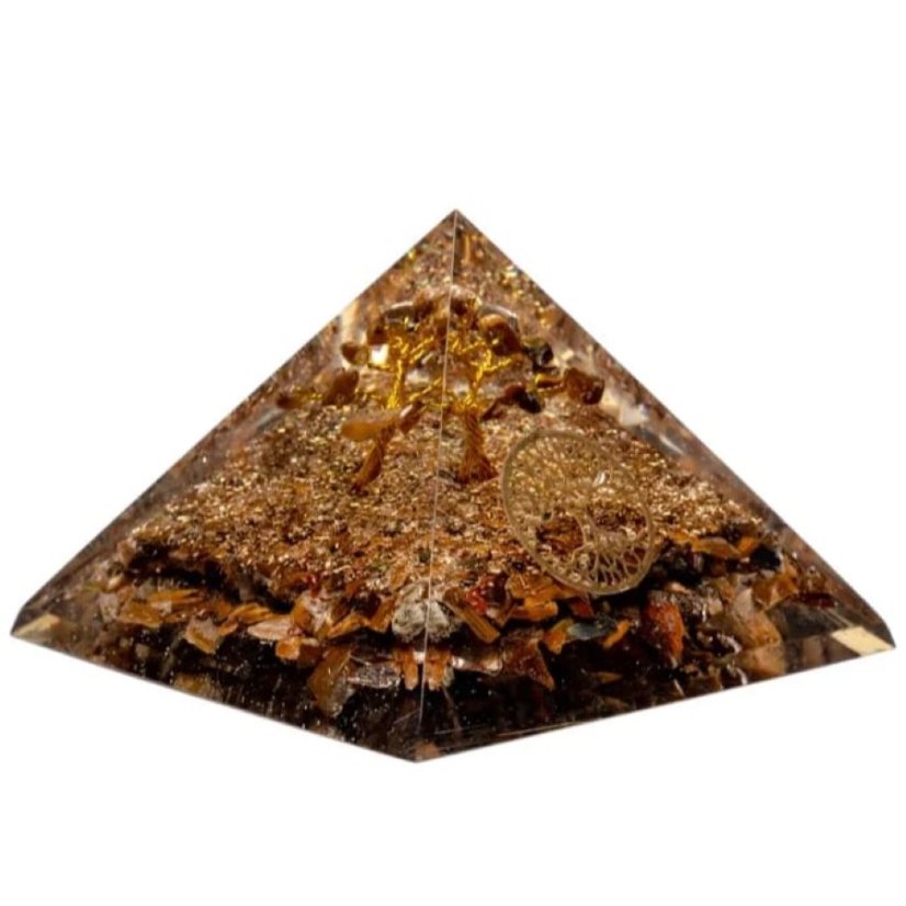 Pyramida orgonit Strom života - Tygří oko, energie síly a odvahy