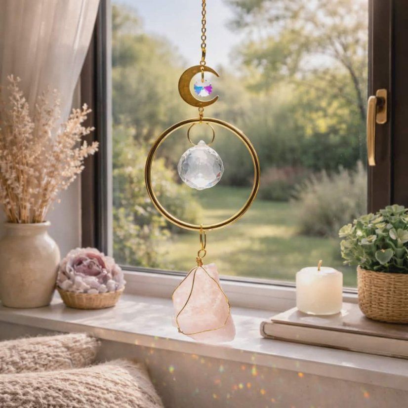 Feng Shui lapač sluneční energie - Měsíční dotek s růženínem