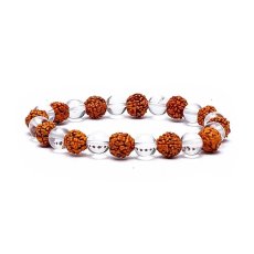 Náramek - Rudraksha a Horský křišťál