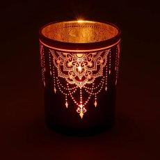 Svícen skleněný matný - Mandala