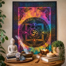 Bavlněný nástěnný závěs - Mandala a posvátný OM