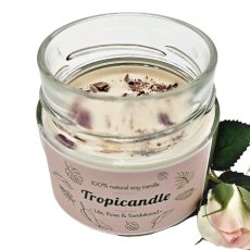 Veganská přírodní svíčka -Lilie,Růže a Santalové dřevo