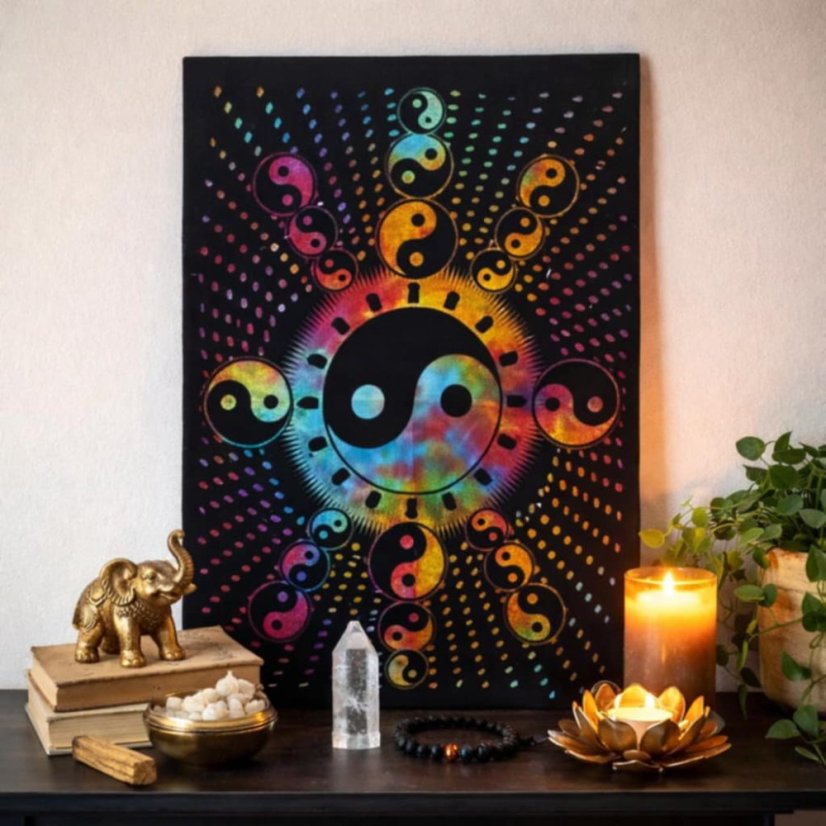 Bavlněný nástěnný závěs - Ying Yang