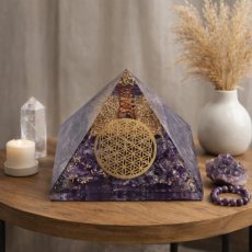 Pyramida orgonit Květ života- Ametyst, energie klidu a intuice